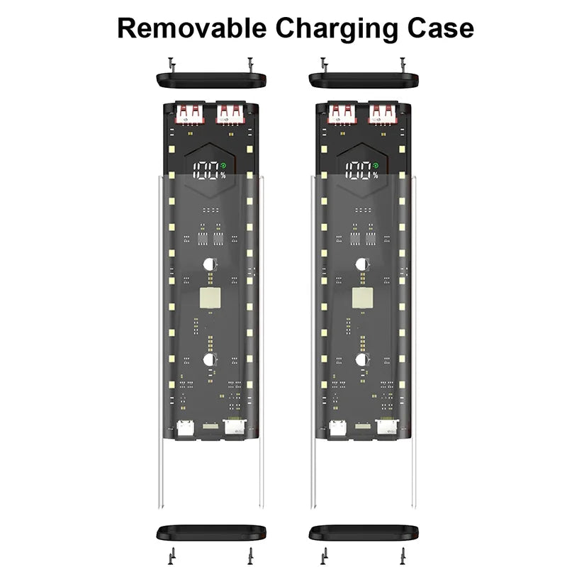 4*21700 Power Bank Cases Battery Storage Box Night Light Dual USB Charge DIY Shell for iPhone Xiaomi 21700 Battery Storage Box