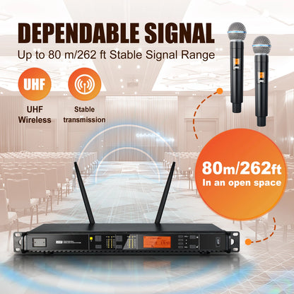 DEPUSHENG T118 Portable Professional Microphone 2-channel Handheld UHF Wireless Microphone System