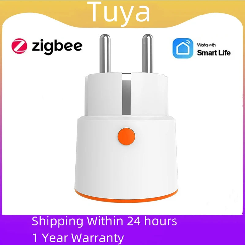 Tuya Zigbee EU Plug 16A Smart Home Voice Control Energy Monitoring Child Lock Schedule Timer Power Socket for Alexa Google Home