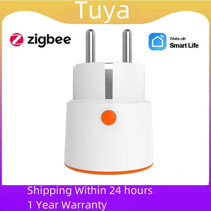 Tuya Zigbee EU Plug 16A Smart Home Voice Control Energy Monitoring Child Lock Schedule Timer Power Socket for Alexa Google Home