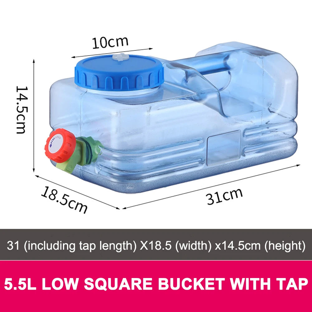 5/5.5/7.5/10L Capacity Pure Water Buckets Container With Faucet Driving Water Tank Emergency Water Storage Container For Outdoor