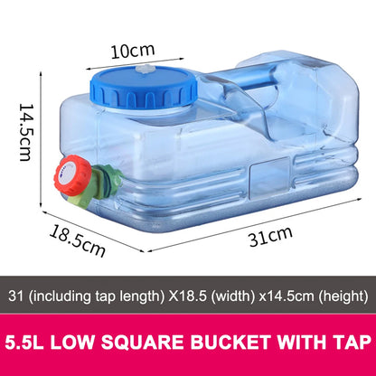 5/5.5/7.5/10L Capacity Pure Water Buckets Container With Faucet Driving Water Tank Emergency Water Storage Container For Outdoor