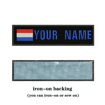 Dutch Flag Netherlands 10X2.5cm Embroidery Custom Name Text Patch Stripes Badge Iron On Or  Patches