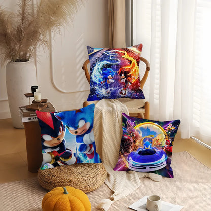 Movie S-Sonic the T-Hedgehog 3 Pillow Case Home Decoration Cushion Cover Suitable For Bedroom Car Office Sofa