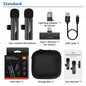 2-in-1 Wireless Lavalier Microphone for iPhone Android, Mini Pro Lapel Mic with Noise Reduction & Pickup for Vlog Live Recording