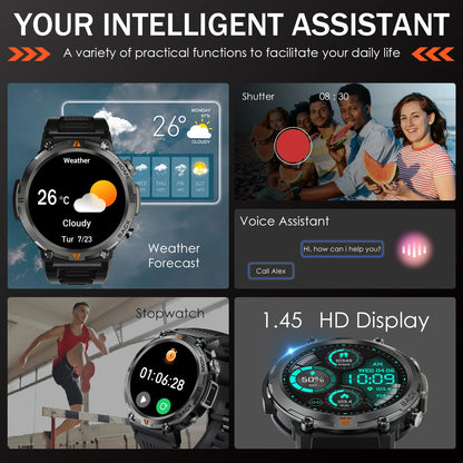 EIGIIS KE3 2025 New Bluetooth Call smartwatch for men Full Touch Screen With Health Monitor heart rate Flashlight Smart watch