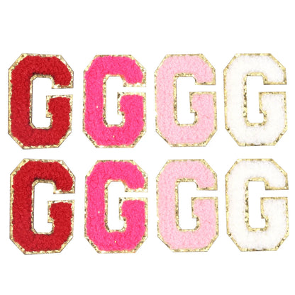 8pcs Sweet 26 Letters Towel Embroidery Patch Pink A-Z Self-adhesive Sticker Decoration For DIY Apparel Bag Crafts Accessories
