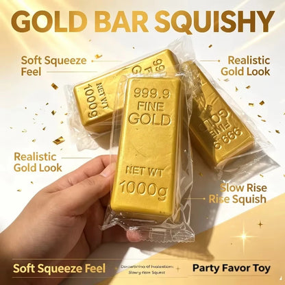 Slow Rebound PU Sensory Toy New Soft Gold Brick Squeeze Toys Gold Bars Decompression Toy For Kids