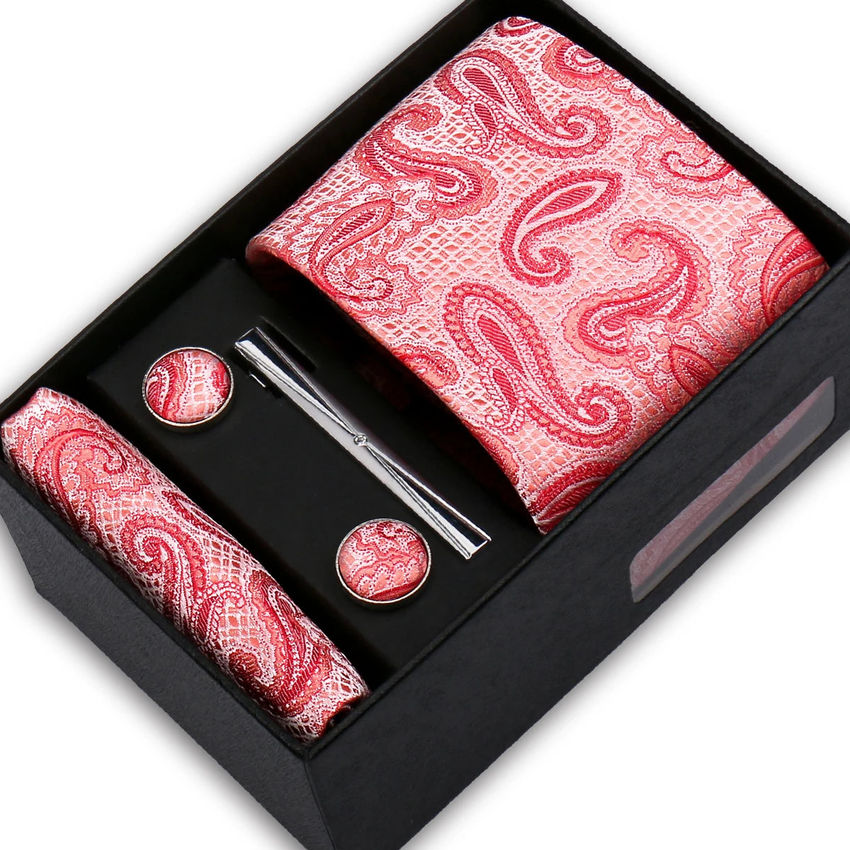 Classic Mens Tie Set Paisley Hanky Cufflinks In Gift Box Jacquard Woven Neckties Set For Men Formal Wedding Fashion Accessories