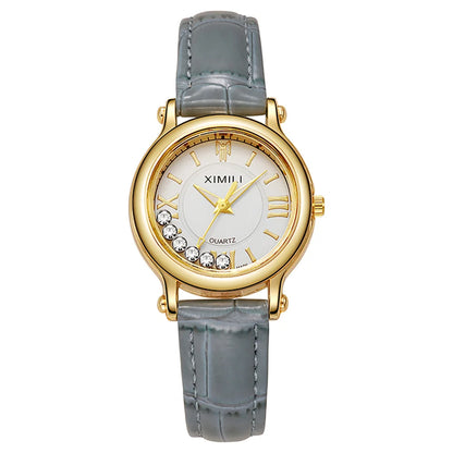 Fashion 2025 New Small Ladies Simple Roller Ball Quartz Watch Business White Leather Women's Dress Gift Clock Wristwatch