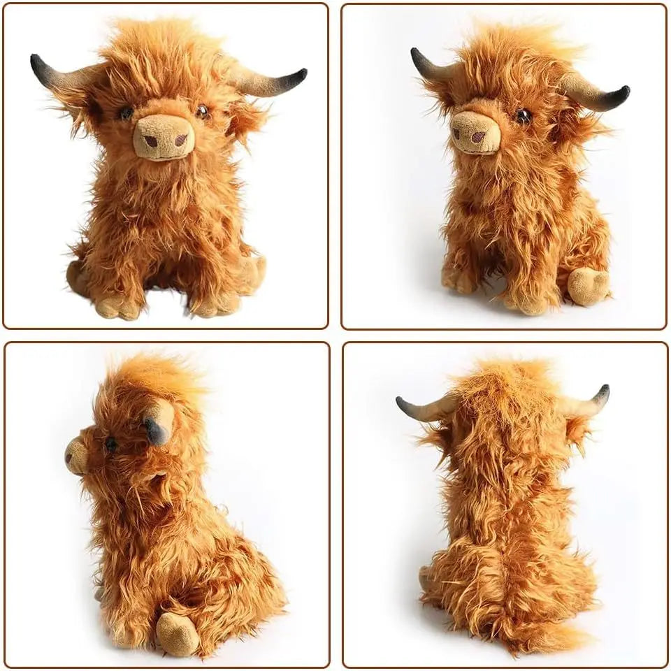 CYISONAL Highland Cow Stuffed Animals Plush Toy Fluffy Bull Animal Doll Soft Gift for Kids Boys Girls, 10 Inches  Tall