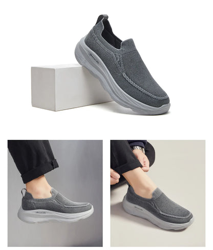 Men Summer Mesh Round Toe Lightweight Breathable Anti-Slip Casual Sneakers Walking Shoes Thin Breathable Summer Trainers