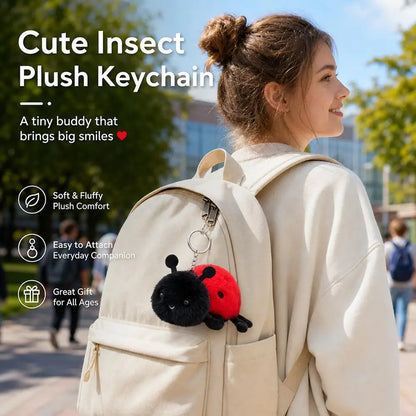 Small Insect Plush Pendant Keychain Animal Plush Toy Doll Keychain Creative Stuffed Doll Bag Pendant Cute Snail Bee Keyring