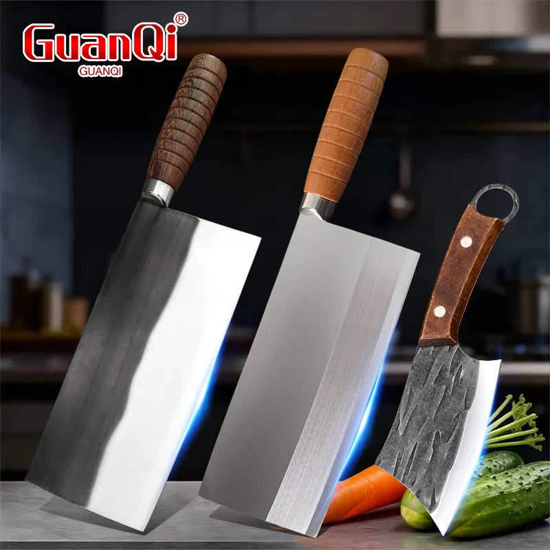 Handmade Forged Chinese Cleaver Knife Ultra Sharp Slicing Filleting Knives Chef Knife for Meat Vegetable Kitchen Cooking Tools