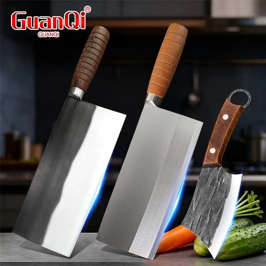 Handmade Forged Chinese Cleaver Knife Ultra Sharp Slicing Filleting Knives Chef Knife for Meat Vegetable Kitchen Cooking Tools
