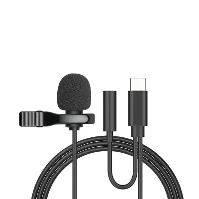 Portable Mini Lavalier Microphone Metal Clip Lapel Mic Wired 3.5mm/Type-C/USB For Mobile Phone Laptop DSLR Camera Lound Speaker