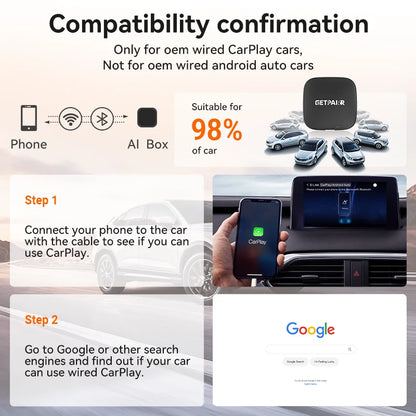 GetPairr P1 Android 13 AI Box 8GB 128GB Wireless CarPlay Android Auto Aadpter Youtube Video Box for Car with Wired Carplay