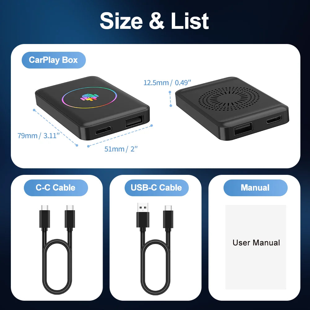 Android 14 4+64G Wireless CarPlay Ai Box Kowankit Smart HDMI Plug & Play 5 in 1 Android Auto Car Tv Box For YouTube Netflix 2026