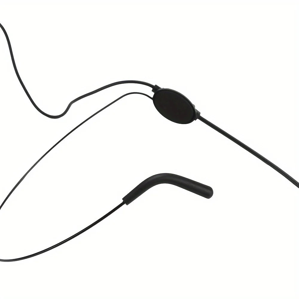 Headset microphone with noise-canceling earpiece, compatible with belt-pack transmitter, ideal for teaching and conferences.