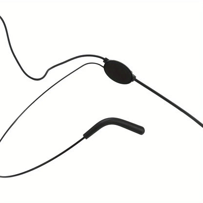 Headset microphone with noise-canceling earpiece, compatible with belt-pack transmitter, ideal for teaching and conferences.