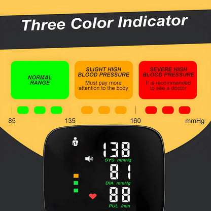 Rechargeable Blood Pressure Monitor 1 Users Medical Tonometer Wrist Cuff Digital Irregular Pulse Heart Rate Tensiometer