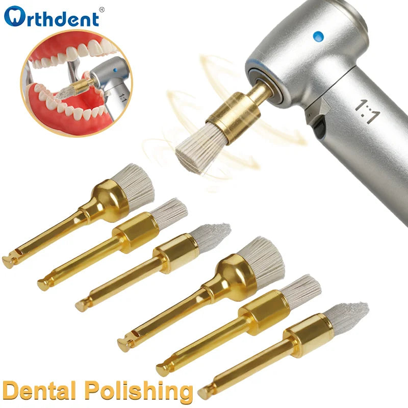 10Pcs Dental Polishing Brush Flat Sharp Bowl Type Aluminum Polisher RA 2.35mm Fit for Contra Angle Handpiece Dentistry Lab Tool