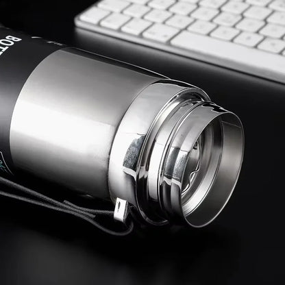 Portable 1L Stainless Steel Vacuum Flask, Insulated Water Thermos for Hot/Cold Coffee, Tea & Beverages