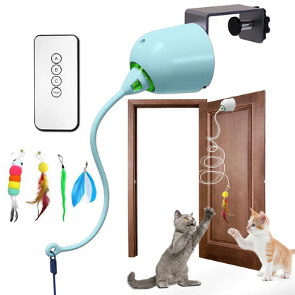 Cat Toys,Hanging Door Automatic Cat Toy Interactive Elastic Rope with Feather, Cat Catching Game Door Hanger