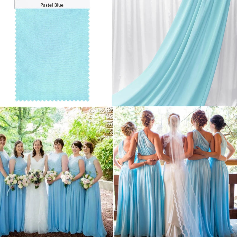 Dusty Blue Soft Chiffon Fabric for Wedding Party Decor Home Decor Georgette Backdrops Curtain Dress Skirt Shirt Cloth DIY
