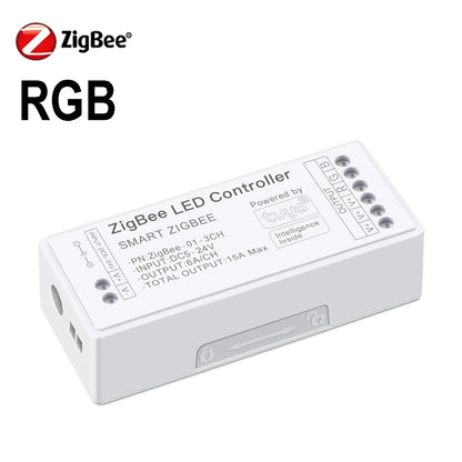 APP Dimmable Voice Control Smart LED Dimmer Zigbee 3.0 for Single Color, CCT, RGB, RGBW, RGBCCT LED Strip 5V-24V Work With Tuya