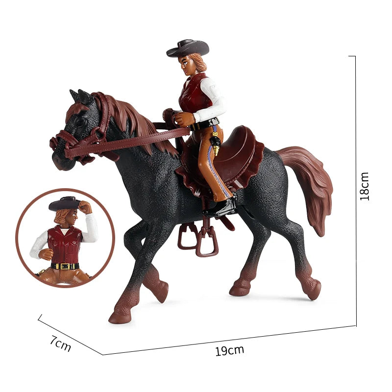 Oenux Farm Horse Race Model Action Figures DIY Equestrianism Horseman Animals Figurine Cute Education Collection Kids Toy Gift