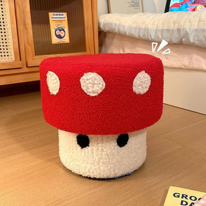 Mushroom Stool Dice Solid Wood Creative Cute Sitting Stool Bench Shoe Change Chair Living Room Furniture Home Decoration