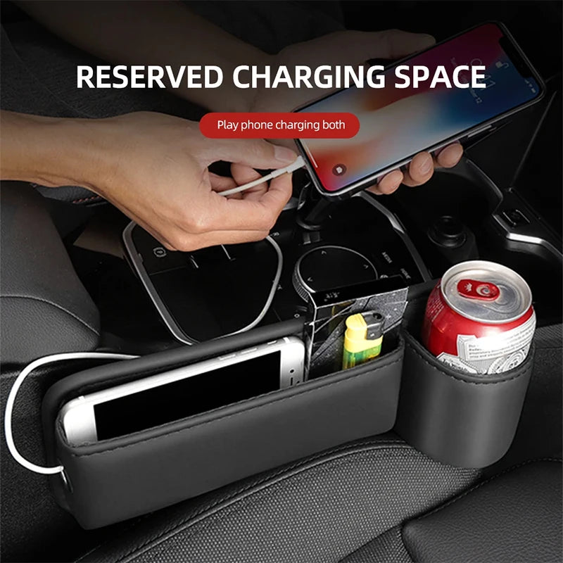 Leather Car Seat Sewn Gap Crevice Slot Storage Box Cup Holder For BMW E46 F30 E60 E90 F10 X5 E70 E39 E36 E87 X7 E92 E91 E28 X3 X