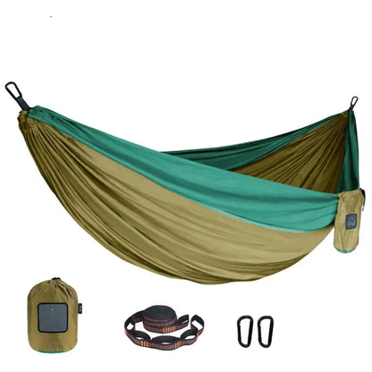 Portable Outdoor Hanging Hammock Bed, Single Person Camping Swing, Matching Nylon Cloth, Tough High Density Parachute Fabric