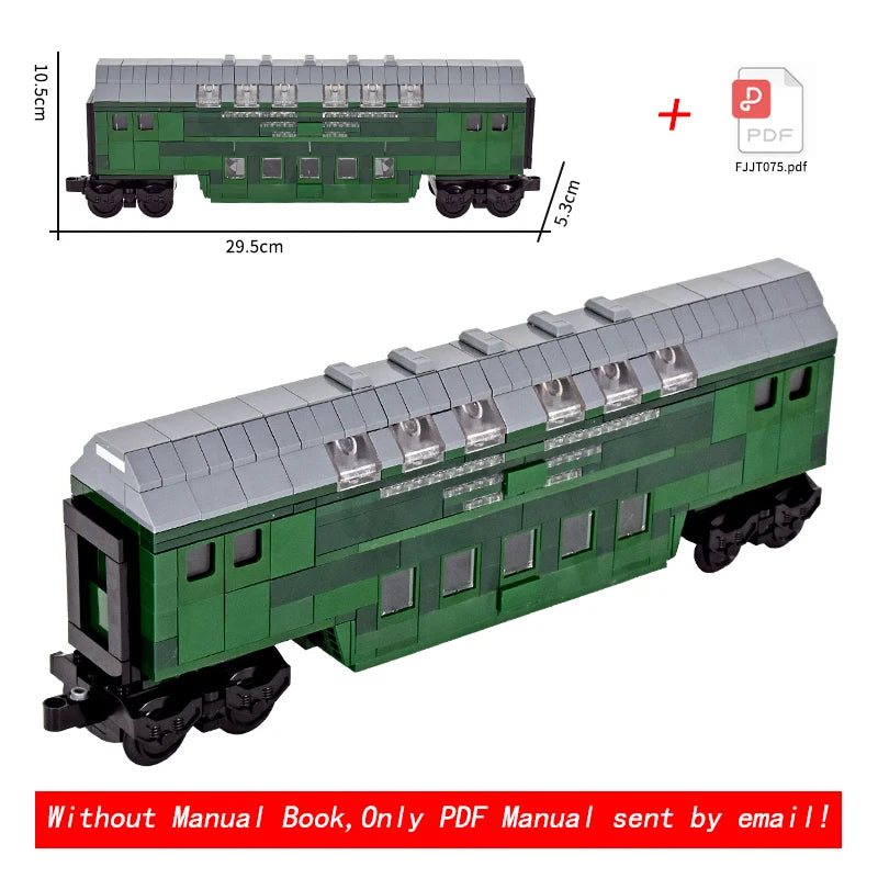 Vintage Dual Cab Train MOC Blocks, Detailed Retro Railway Locomotive, Educational DIY Toy for Train Fans, No Paper Manual