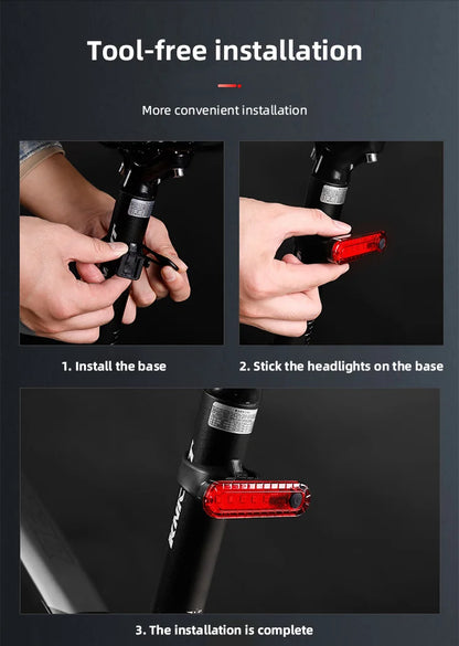 USB-C Rechargeable Bicycle Lights Bike Safety Warning Lamp Outdoor Waterproof Cycling Flashlight For Mountain And Road Bikes