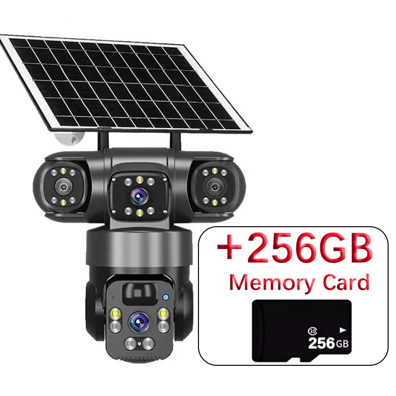 15MP IP Wifi Camera Solar Camera Outdoor 3 Lens 3 Screen 10X Zoom PIR Human Detect Cameras Night Vision CCTV Security Protection