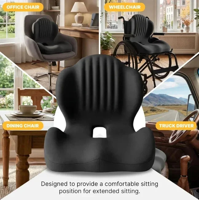 Ergonomic Memory Foam Seat Cushion Lumbar Support Pad Relieve Tailbone Sciatica Pain For Office Chair Car Seat Daily Use