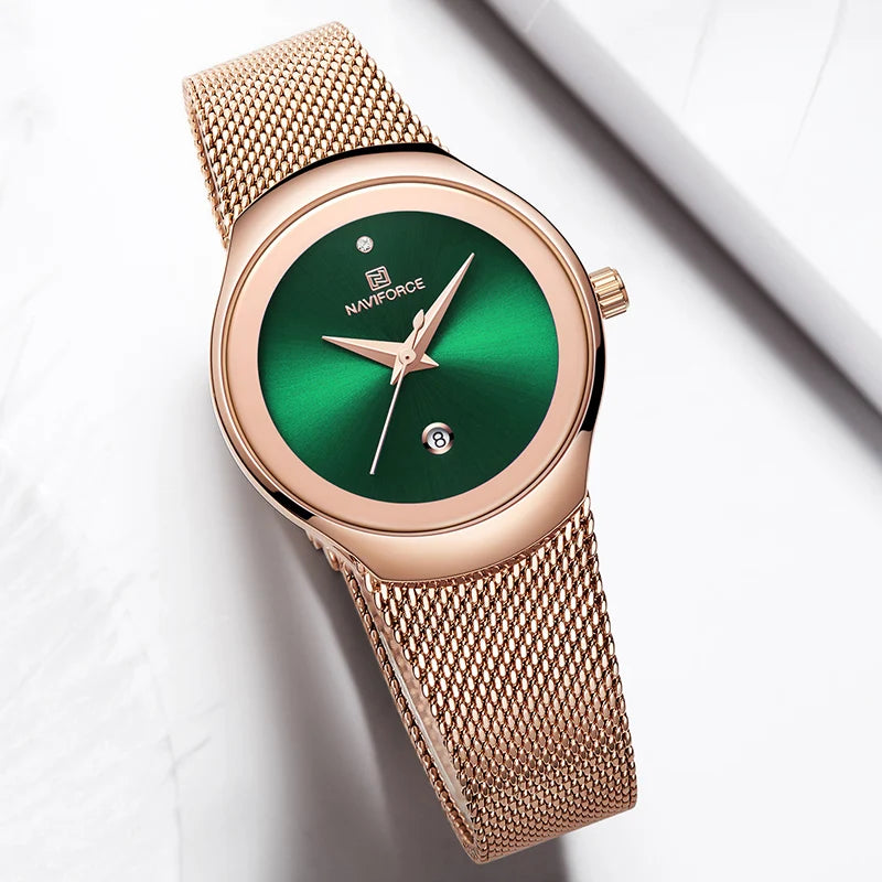 NAVIFORCE Women Watches Fashion Rose Gold Ultra Thin Ladies Watch Luxury Waterproof Quartz WristWatch Woman Relogio Feminino
