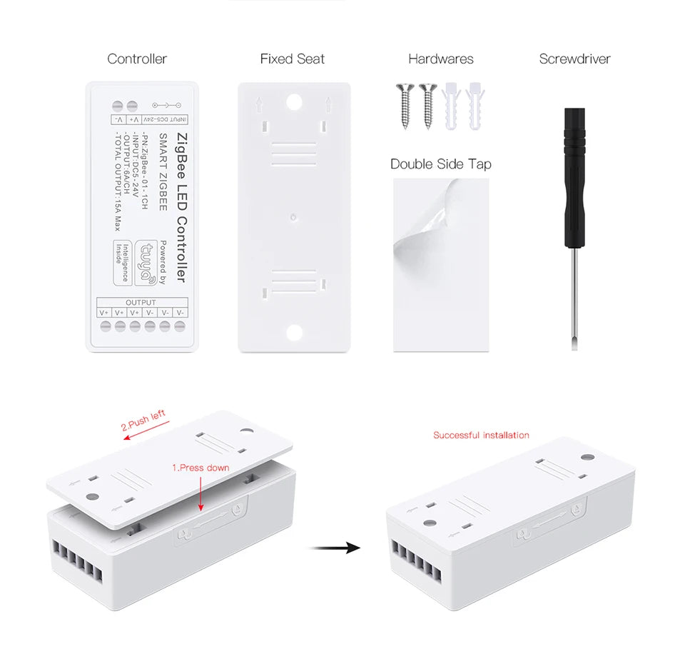 CCT Dimmer Zigbee 3.0 Tuya APP Work with Alexa Google Home for DC5v-24V Single Color RGBW RGB LED Strip Light Voice Controller