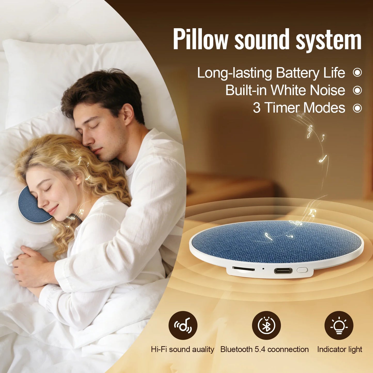 High Dynamic Sound Quality Bluetooth Speaker Bedside Sleep-enhancing Audio Ultrasonic Pillow-top Sleep Aid Speaker 2026 NEW