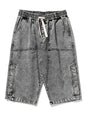 8XL Summer Men's Jeans Denim Breeches Calf-Length Casual Shorts Washed Cotton Drawstring Straight Capris Pants Big Size