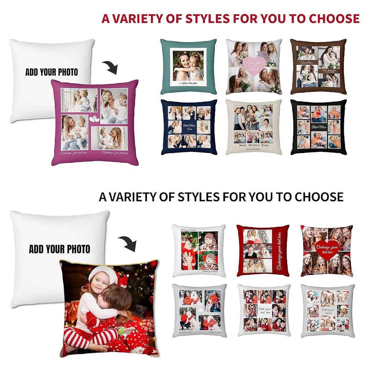 Custom Pillow Case with Picture Personalized Velvet Pillow Cover with Photo Gifts for Boyfriend Girlfriend Family