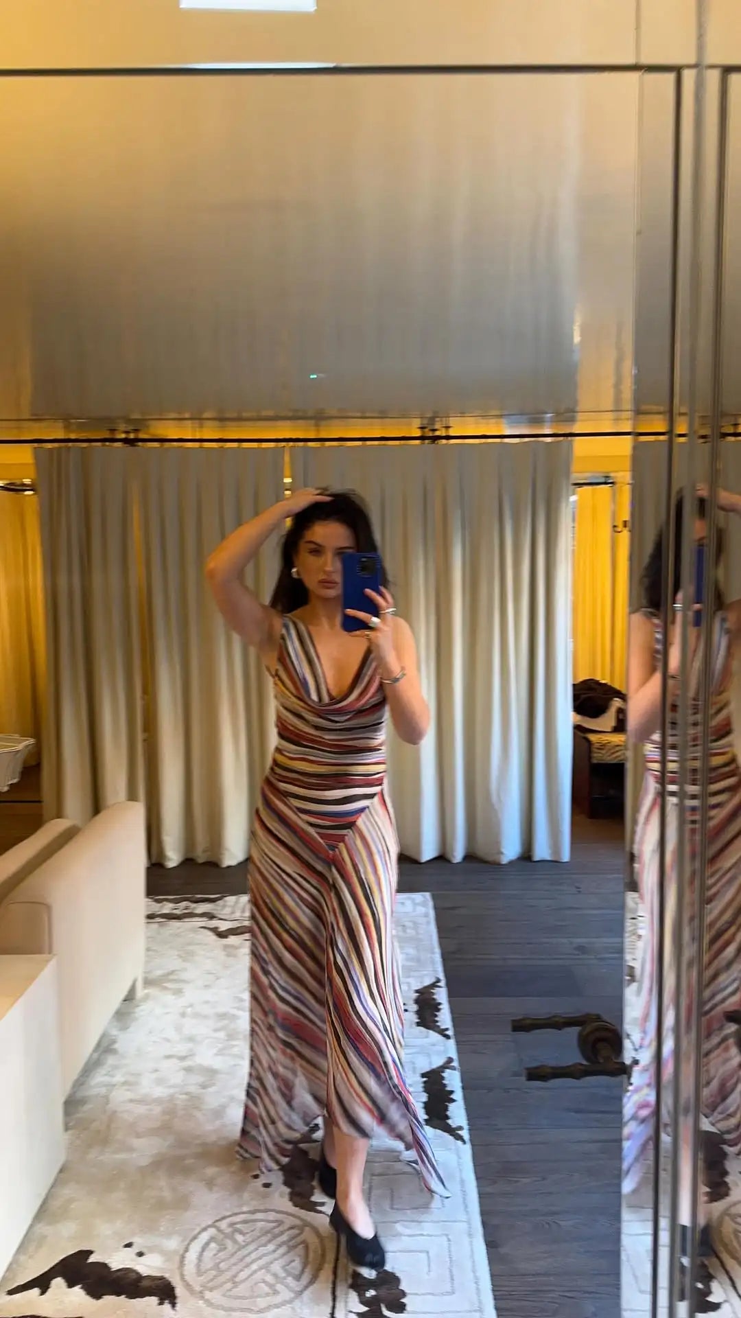 Summer Sleeveless Striped Spaghetti Strap Women Dress Irregular Tight Vacation Vestidos V-neck Fashion Long Skirt Loose  2026