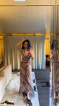 Summer Sleeveless Striped Spaghetti Strap Women Dress Irregular Tight Vacation Vestidos V-neck Fashion Long Skirt Loose  2026