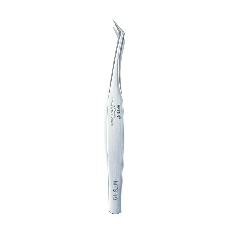VETUS Original New MTS Series Silver Tweezers for Eyelash Extensions Stainless Steel Hyper Fine Tip Anti Static ESD Tweezers