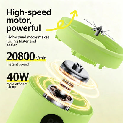 500ML 16 Stainless Blades Wireless USB Rechargeable Portable Blender with Lid Fruit Vegetable Smoothie Orange Juicer Mixer