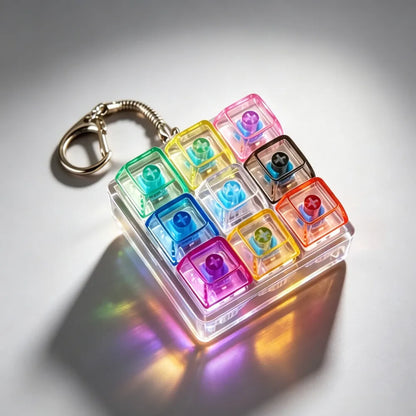 NEW LED Keyboard Keychain Fidget Toy Crystal Clicker Sensory Toy for Stress Relief Keyboard Keychain Fidget Gadget for Adults
