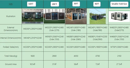 Customize Foldable Modular Expandable Container House 20ft 2 Bedrooms Bathroom Terrace with Roof Foldable House Collapsible Home
