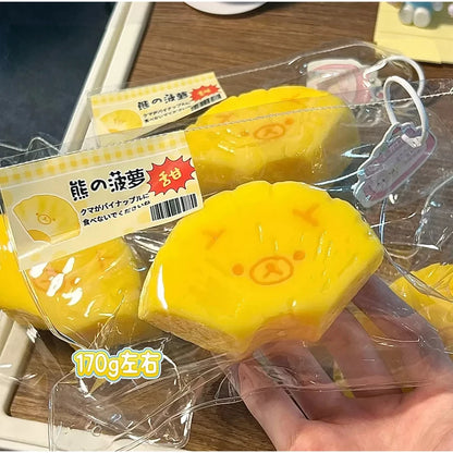 Handmade Squishy Toys Cute Radish Pineapple Banana Shaped Bear Slow Rising Stress Relief Squeeze Toys Food Grade Silicone